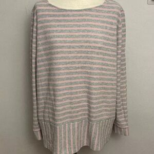 3-26 Soft Surroundings Thermal Shirt Top Pink Gray PXL Petite XL